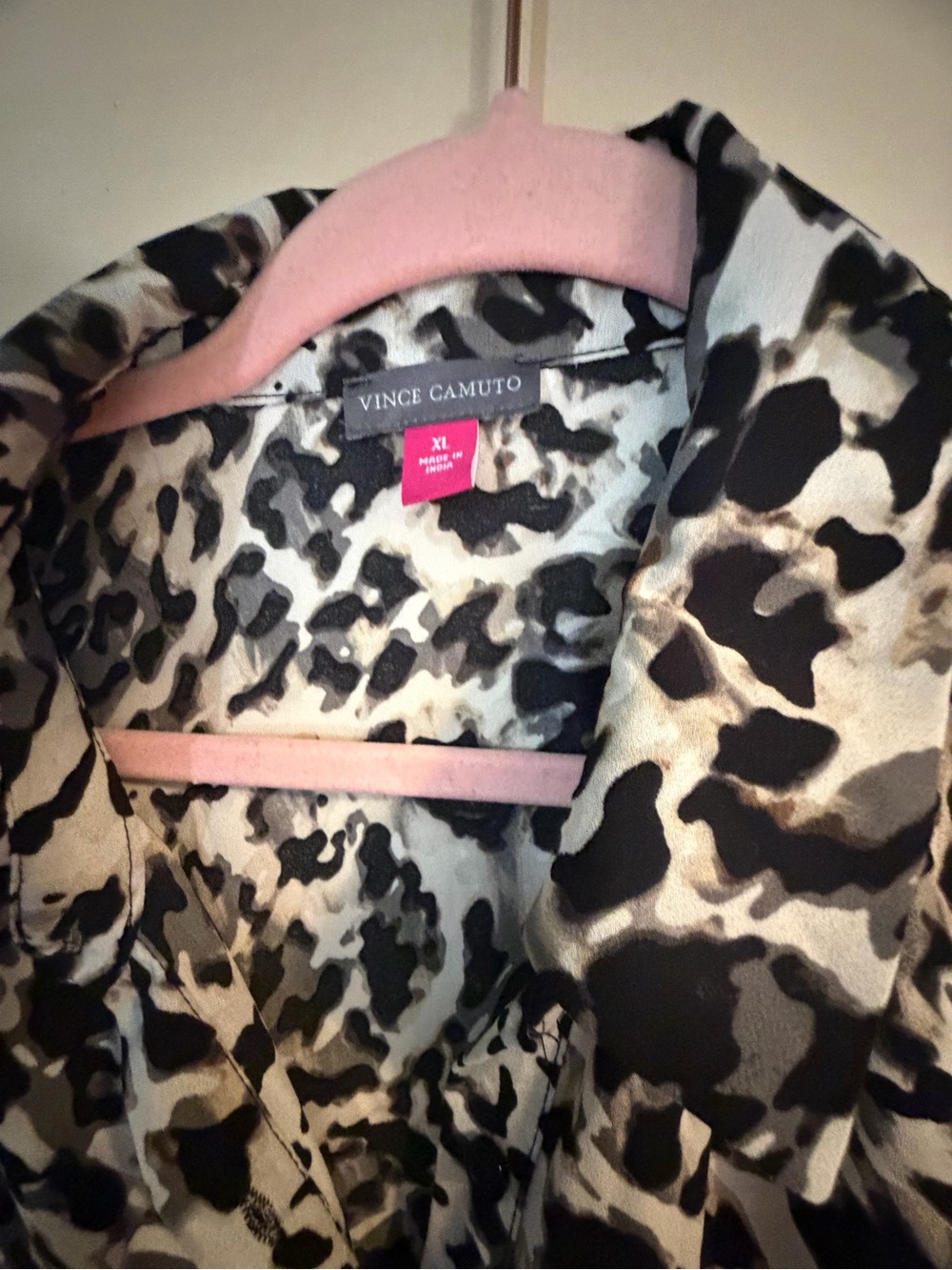 Vince Camuto Black and White Leopard Tie-Front Blouse - Picture 4 of 4